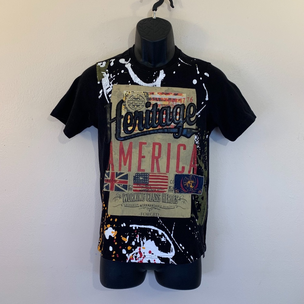 Heritage by America T Shirt w Vegan Leather Medium